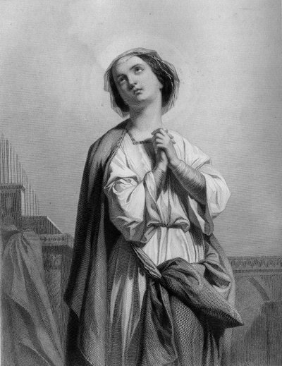 Heilige Cecilia Maagd en Martelaarschap, Onthoofd in Rome (232) - in De Heilige Vrouwen. 1852 door Unknown artist