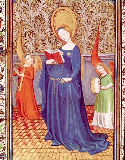 Sint Cecile omringd door twee engel muzikanten door Unknown artist