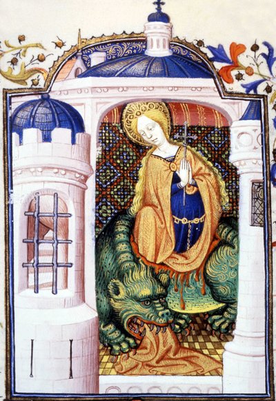 Sint Martha en het Monster Tarasque. 15e-eeuws manuscript. door Unknown artist