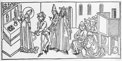 Sint Mattheüs. Gravure uit “Leben der Heiligen - sommerteil” (Het boek van de heilige) door Jacobus (James) van Voragine (1228-1298). Lübeck 1488 door Unknown artist