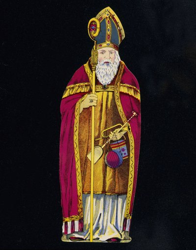 Sint-Nicolaas met speelgoed in de hand. 19e eeuw karton. door Unknown artist