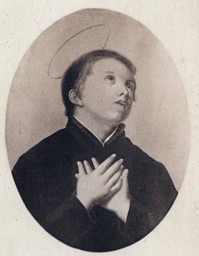 Sint Stanislaus Kostka 1550-1568 Poolse jezuïet - Sint Stanislaus Kostka Poolse novice van de Sociëteit van Jezus - gravure door Unknown artist