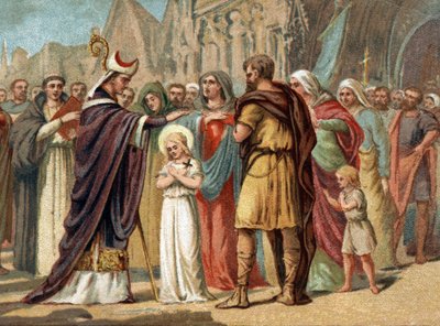 Sainte Genevieve (422-502), patroonheilige van Parijs met Saint Germain d