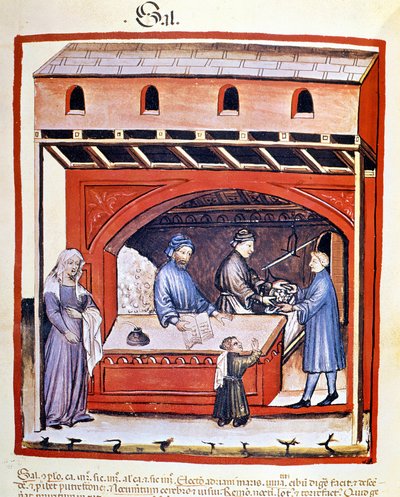Verkoop van zout, extract van Tacuinum Sanitatis door Unknown artist
