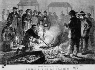 San Francisco Chinezen die de botten van de doden opgraven door Unknown artist