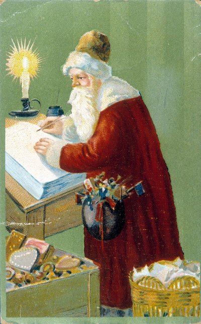 Kerstman bereidt cadeaus voor door Unknown artist