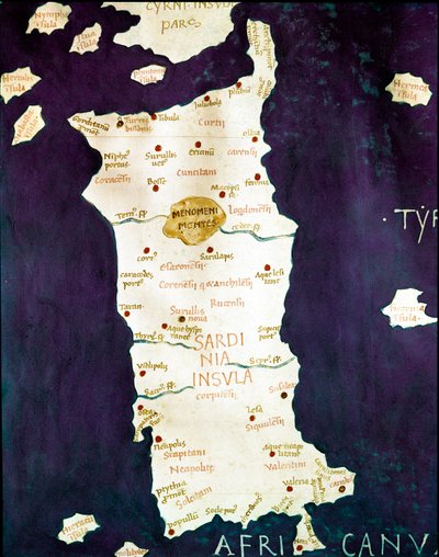 Sardinië (detail van een geografische kaart) door Unknown artist