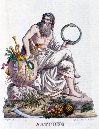 Saturnus. In het Latijn Saturnus (komt overeen met de Griekse god Cronos) door Unknown artist