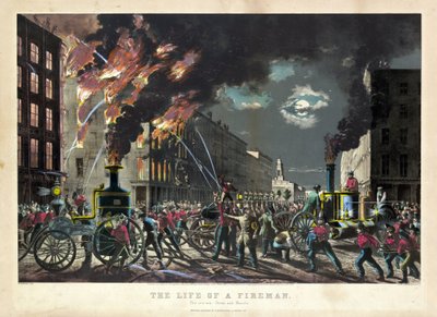 Scène uit het dagelijks leven van Amerikaanse brandweerlieden door Unknown artist