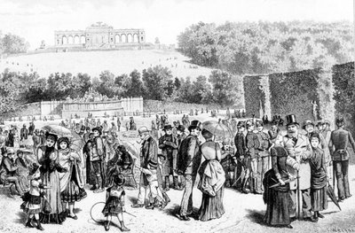 Schönbrunn Park, een complex van paleizen en tuinen gelegen niet ver van Wenen, was sinds de 18e eeuw de zomerresidentie van de Habsburgse familie. Lithografie uit de 19e eeuw. door Unknown artist