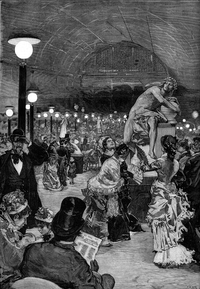 Beeldhouwzaal op de Salon van 1879 in het Palais des Champs-Elysees (Champs Elysees) in Parijs. Gravure in 