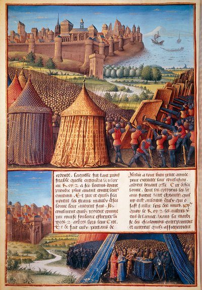 Tweede kruistocht: zicht op het beleg van Ascalon in 1153 door Baudouin III door Unknown artist