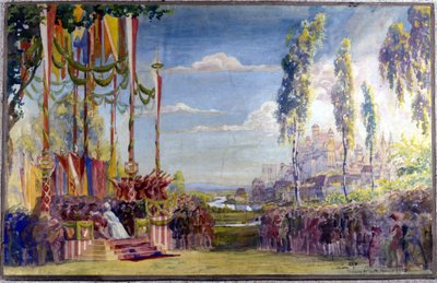 Decor voor Die Meistersinger of Les maitres singteurs de Nuremberg, opera van Richard Wagner. Act II door Unknown artist