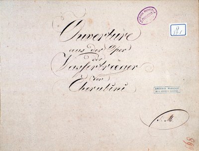 Bladmuziek van De twee dagen (ouverture), opera van Luigi Cherubini door Unknown artist