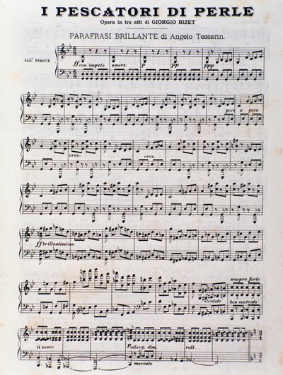 Bladmuziekpagina voor De parelvissers, opera door Georges Bizet door Unknown artist