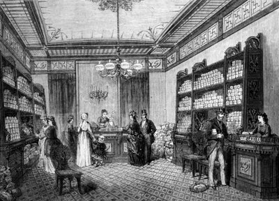 Winkel van de Compagnie Moka Zanzibar, koffiehuis in Parijs. door Unknown artist