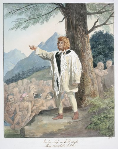 Shoshone Chief in vol ornaat, Stony Mountain Indiaan, ca. 1843-50 door Unknown artist