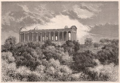 Zijaanzicht van de oude Helleense Tempel van Concord in Agrigento op Sicilië, Italië door Unknown