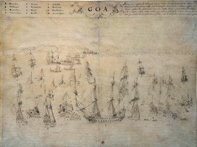 Belegering van Goa, Portugese kolonie, door de Nederlandse vloot tussen 1603 en 1639 door Unknown artist