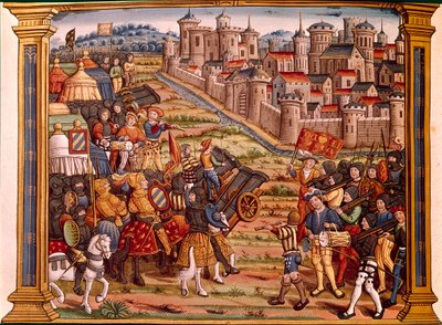 Belegering van een stad met bommen: Lodewijk XI tegen de Luikenaren door Unknown artist