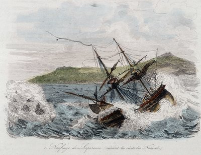 Vergaan van het schip van Jean-Francois Galaup, Graaf van La Perouse door Unknown artist