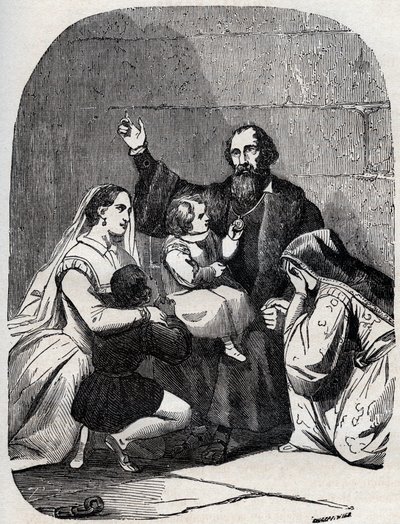 Sir Thomas More (Morus) (1478-1535) en zijn dochter Margaret en kinderen in de gevangenis door Unknown artist