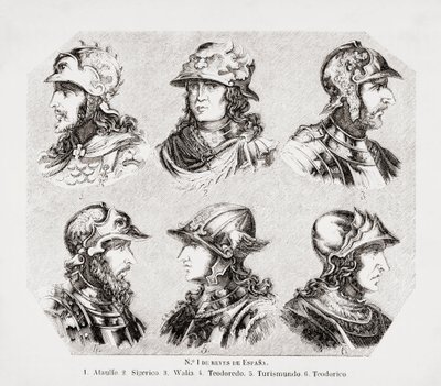 Zes Visigotische koningen van Spanje door Unknown artist