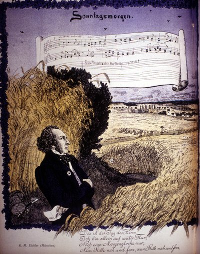 Sonntagsmorgen, -in Op. 77 nr. 1, bladmuziek door Félix Mendelssohn - Bartholdy (1809-1847) door Unknown artist