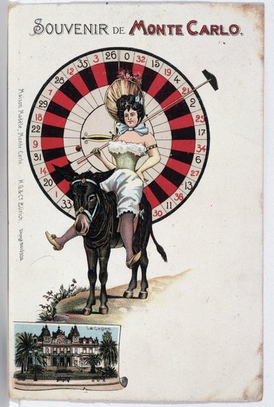 Souvenir ansichtkaart van Monte Carlo, eind 19e eeuw door Unknown artist