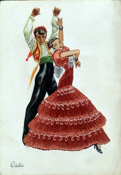 Spaanse Flamenco dansers in traditionele kleding door Unknown artist