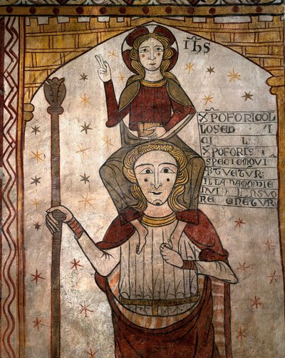 Sint Christoffel die het kindje Jezus draagt door Unknown artist