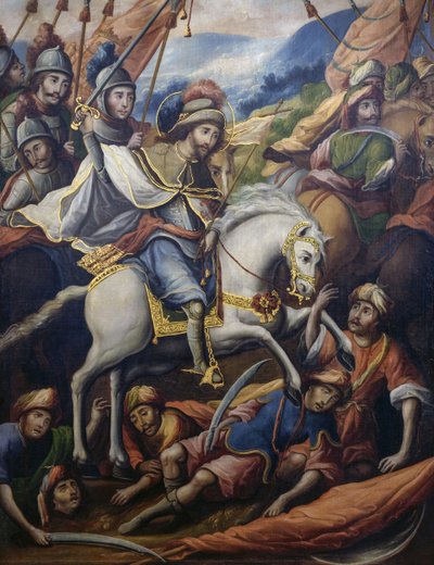 Sint Jacob te paard die Moren doodt (detail) door Unknown artist