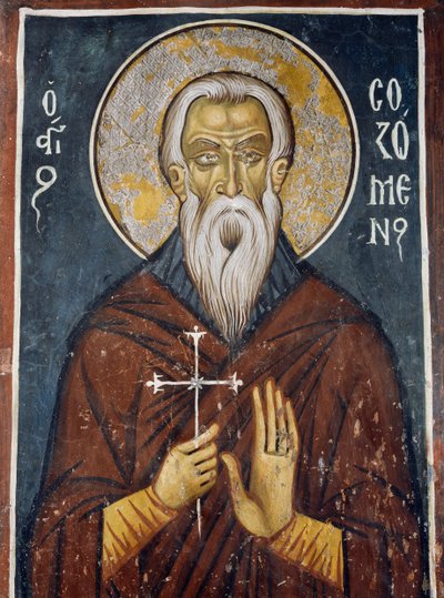 St. Sozomen, eerste heilige van de Cypriotische kerk, fresco (1332-1333), Byzantijnse kerk van Onze-Lieve-Vrouw van Asinou door Unknown artist