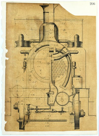 Stoomlocomotief door Unknown artist