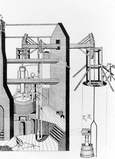 Stoommachine van Newcomen door Unknown artist