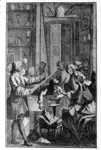 Experiment van Stephen Gray over de elektrische geleidbaarheid van het menselijk lichaam door Unknown artist