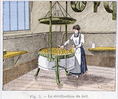 Sterilisatie van melk - gravure, eind 19e eeuw door Unknown artist