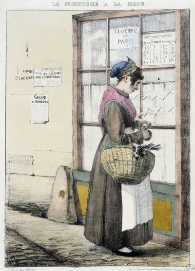 Kachel met geld voor boodschappen - gravure door Unknown artist