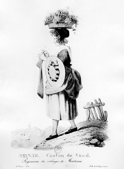 Zwitserse boer uit het dorp Montreux in het kanton Vaud - lithografie door Unknown artist