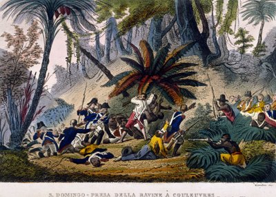 Inname van de Ravine bij Reuvres op 23/02/1802. De Leclerc-expeditie, die de troepen van François Dominique Toussaint, bekend als 