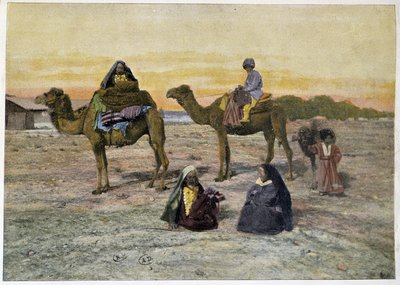 Tekes (Russische nomaden) en hun kamelen, eind 19e eeuw door Unknown artist