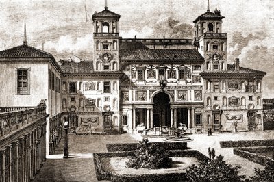 Terras en gevel van Villa Medicis door Unknown artist