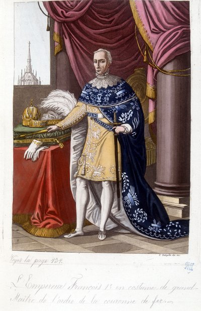 De Oostenrijkse Keizer Francois 1e (1768-1835) in het kostuum van Grootmeester van de Orde van de IJzeren Kroon. door Unknown artist