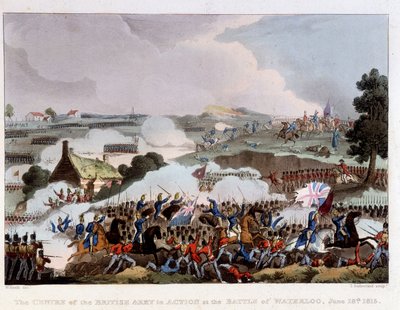 Het Britse leger in actie op het slagveld van Waterloo, 18 juni door Unknown artist