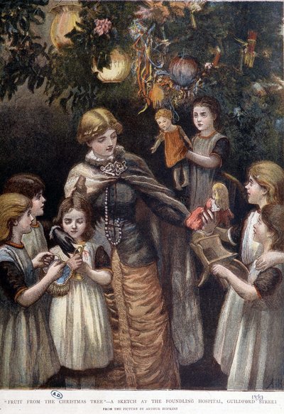 De kerstboom van arme kinderen, Londen, eind 19e eeuw door Unknown artist