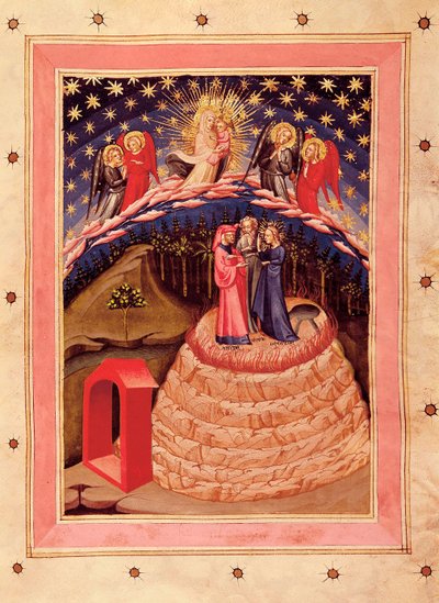 De Goddelijke Komedie van Dante Alighieri: voorstelling van Glorie, uit een 14e-eeuws manuscript door Unknown artist