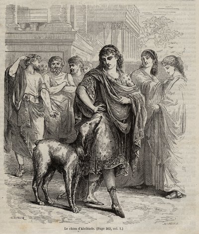 De Hond van Alcibiades - De hond van Alcibiades staatsman en redenaar en generaal Atheens, 450-404 v.Chr. gravure uit 1864 door Unknown artist