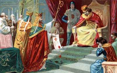 De excommunicatie van koning Robert II de Vrome (ca. 970-1031), koning van Frankrijk, in 997 door Unknown artist