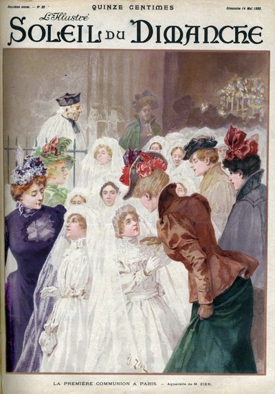 De Eerste Communie in Parijs. Gravure in 