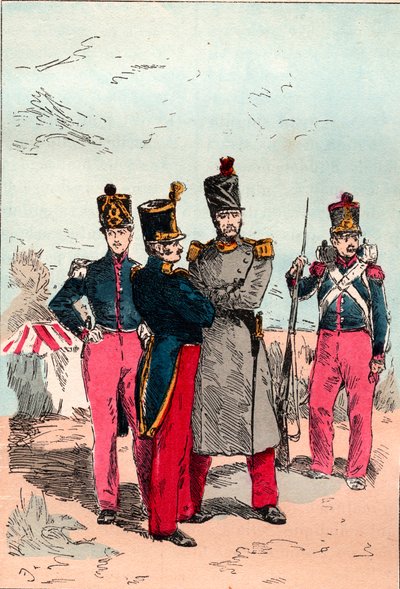Het Franse leger onder het bewind van Louis Philippe van 1830 tot 1848 - Linie - Gravure uit 1882 in 